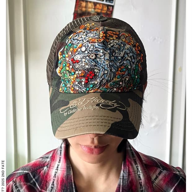 90-00's Ed Hardy Swarovski Camo Mesh Cap