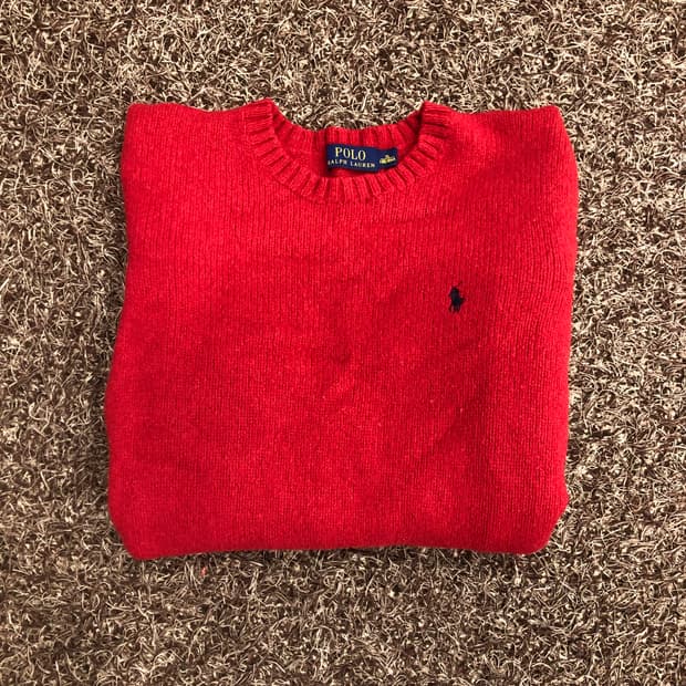 폴로 랄프로렌 울 레드 니트 