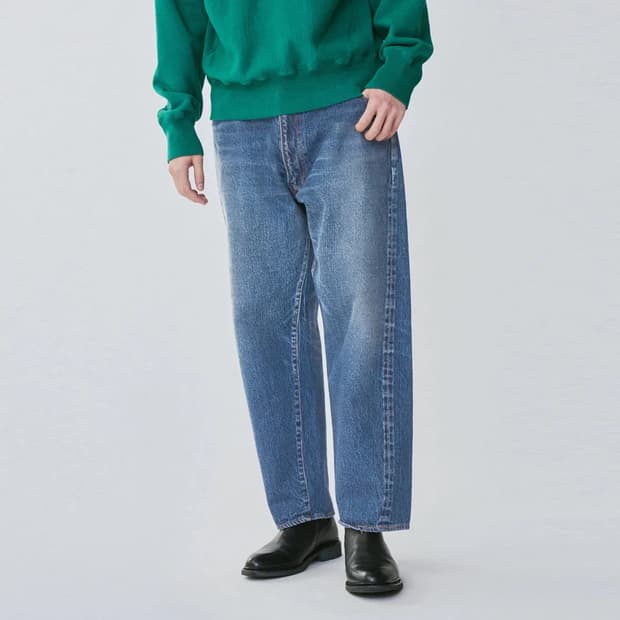 (34) 남성용 캡틴선샤인 5P 지퍼 프론트 데님 팬츠 빈티지 워시