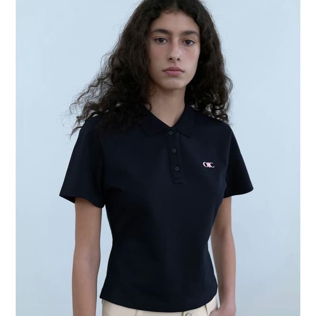 오아이오아이 컬렉션 클래식 슬림 피케 티셔츠 네이비