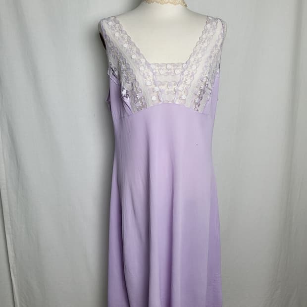 빈티지 플로럴 퍼플 슬립 드레스