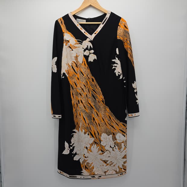 HAUTE COUTURE 블랙 오리엔탈 플라워 원피스