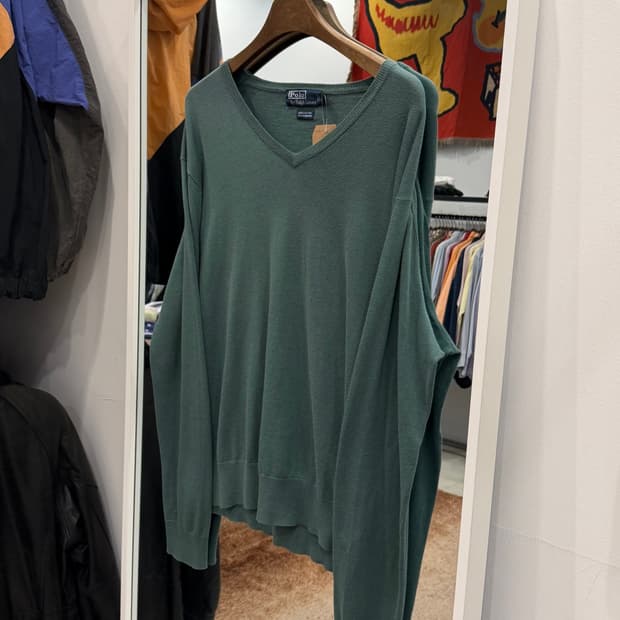 90-00s Polo RL 폴로 랄프로렌 캐시미어 코튼 브이넥 니트