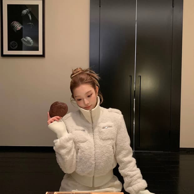 크롭 퍼 집업 자켓