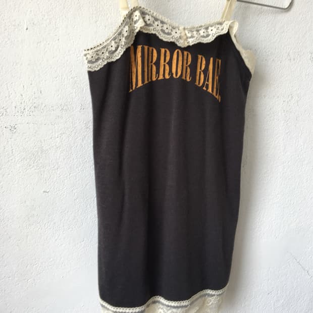Lace trimming lettering printing sleevel