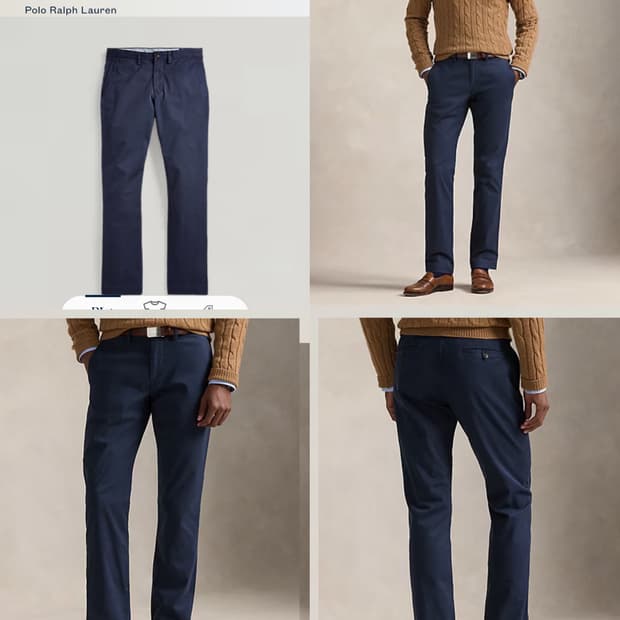 폴로 남성 스트레치 워시드 코튼 치노팬츠 면바지 36 _ 네이비