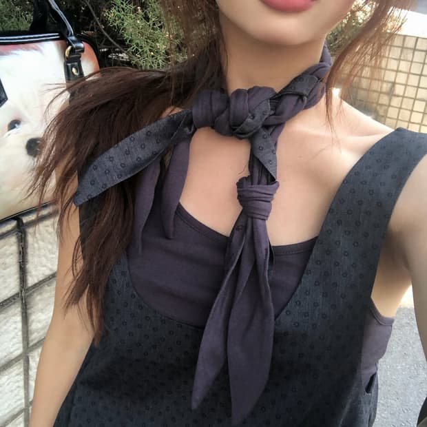 Braided short scarf ,Iris