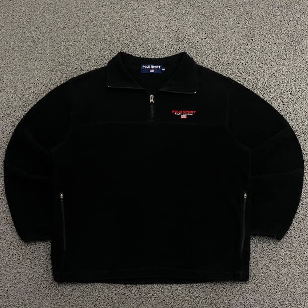 PoloRalphLauren 자수로고 블랙 후리스 아노