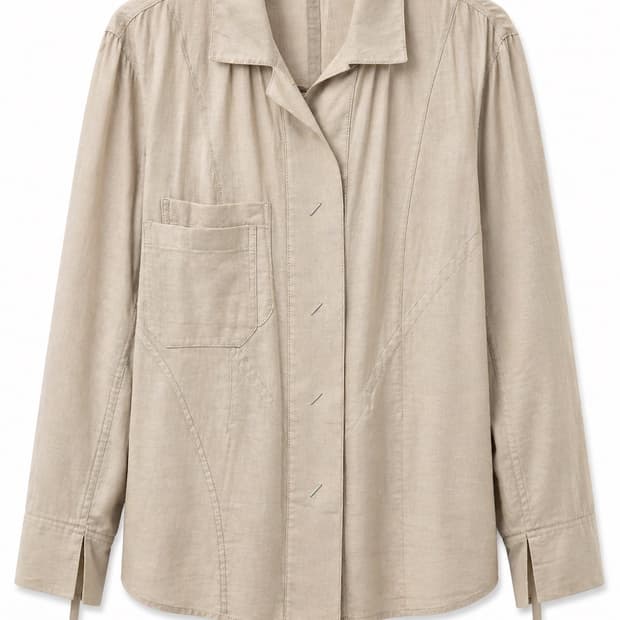 타임 베이지 코튼셔츠