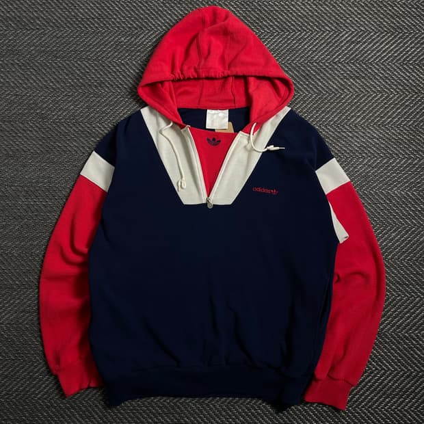 00s 아디다스 올드스쿨 배색 박시핏 아노락 후드 티셔츠 o 4430
