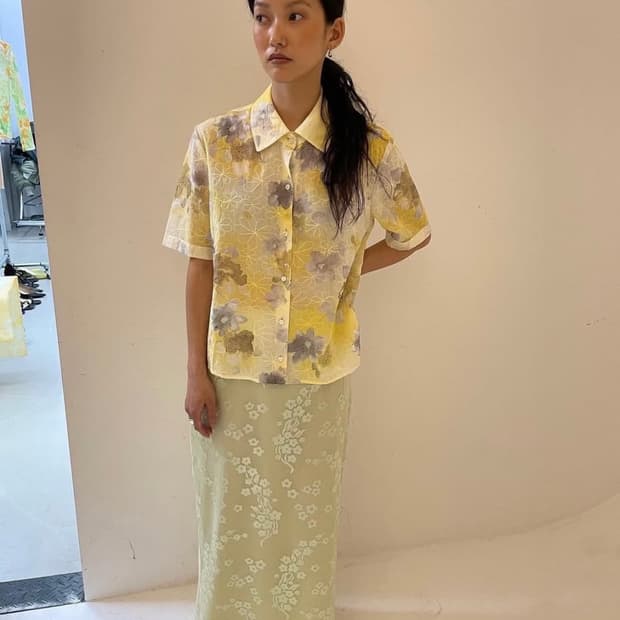 teak 코튼 플라워 셔츠