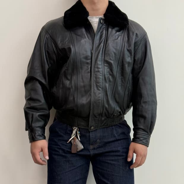 90's 런던 포그 무스탕 가죽 자켓