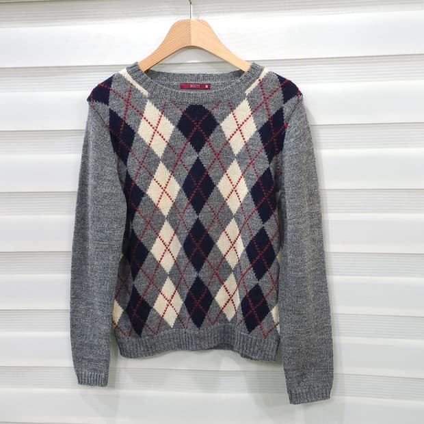 BOOTH 아가일 니트 스웨터- 우먼M