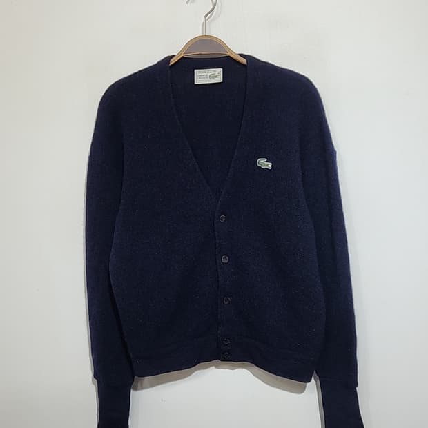 (100) 라코스테 가디건 네이비 알파카울 브이넥 