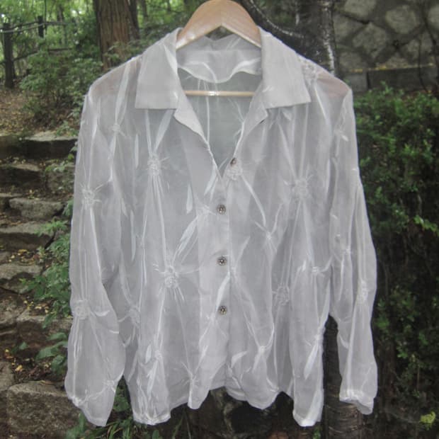 vintage flower see-through shirt