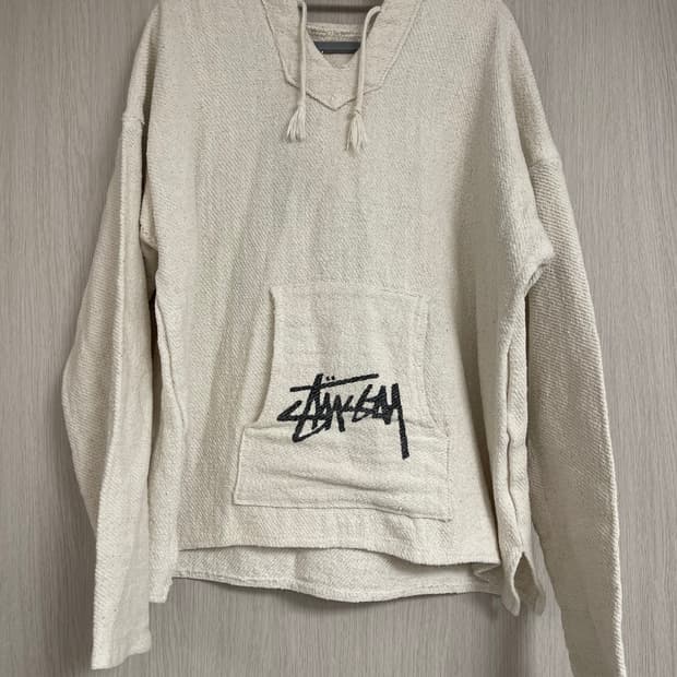 스투시 아이보리색 후드 풀오버