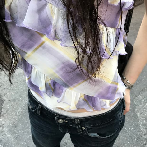 zara 체크 프릴 나시