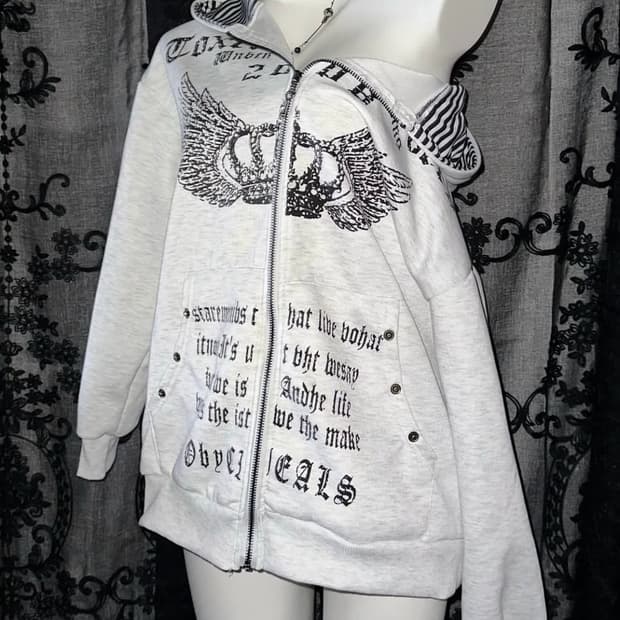 데일리 펑크 화이트 후드집업