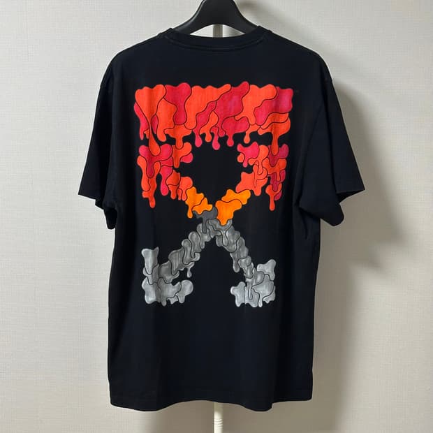 [오버핏 M] 오프화이트 레드 마커 애로우 반팔 티셔츠 블랙