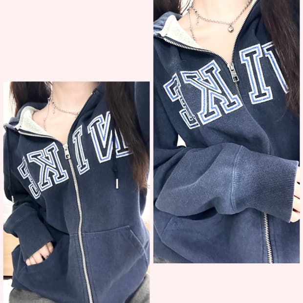 나이키 빅로고 블루 후드집업