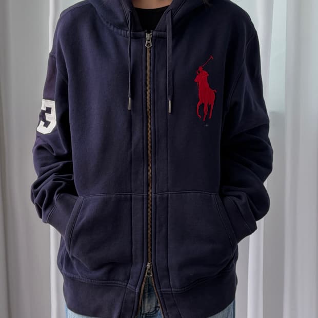 [L]폴로 랄프로렌 빅포니 치프키프 기모 후드 집업 navy