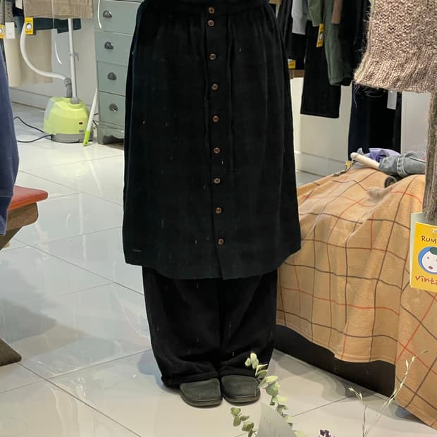 일본빈티지 체크 버튼스커트 