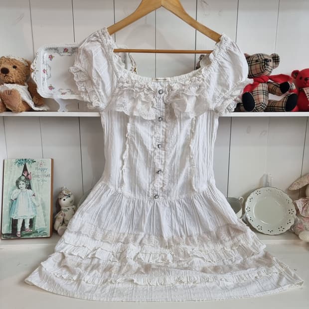 AXES femme 화이트 레이스 프릴 원피스