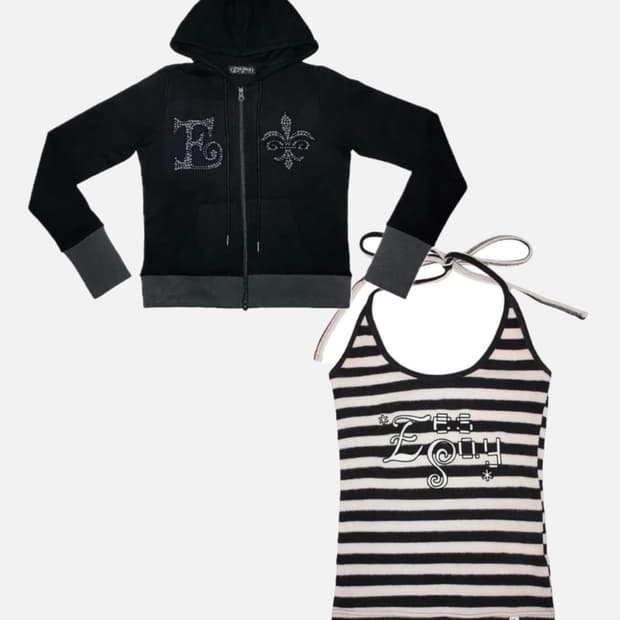 eessay 클라우드 후드&캔디 홀터넥 나시 일괄 세트