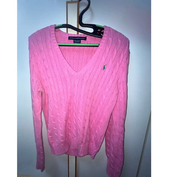 랄프로렌 브이넥 핑크 니트 갸루