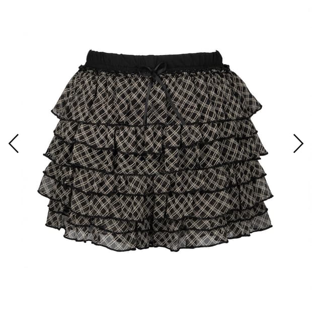 러프넥 Sheer Tutu Pants Skirt Check 체크스커트