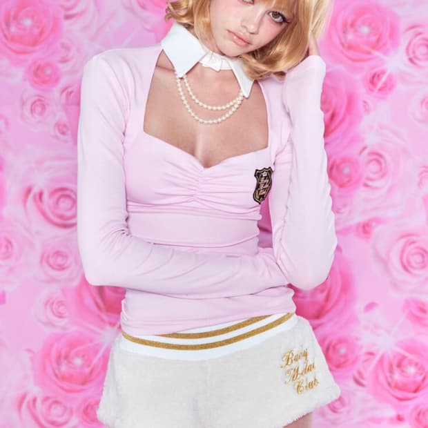 베이비 메탈 클럽 챠미 카라 탑 베이비 핑크