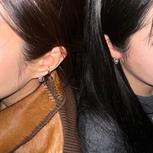 Beaded Edge 925Silver Hoop Earring