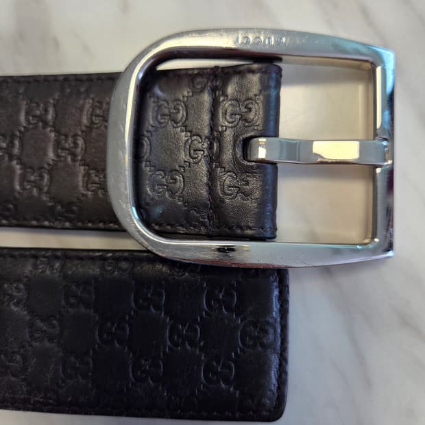 구찌 마이크로시마 은장 벨트