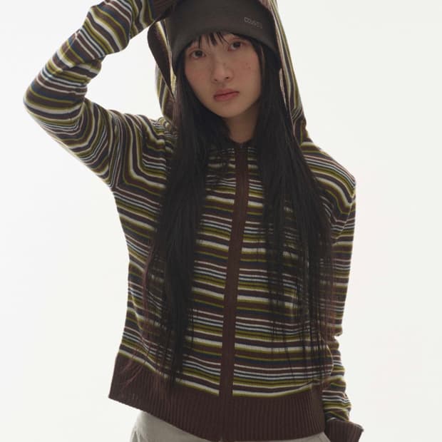 코이세이오 SOFT KNIT ZIP-UP STRIPE