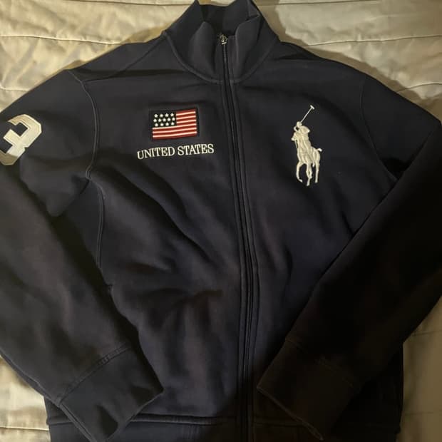 폴로 빅포니 성조기 집업 자켓 네이비