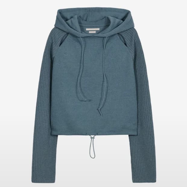 Knitted Side Slit Hoodie (스카이블루)