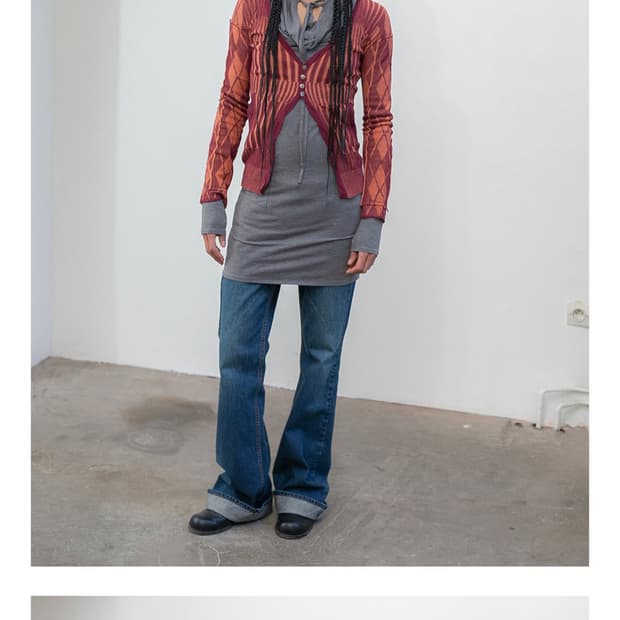 퍼버즈 가디건 COMBINATION NARROW CARDIGAN