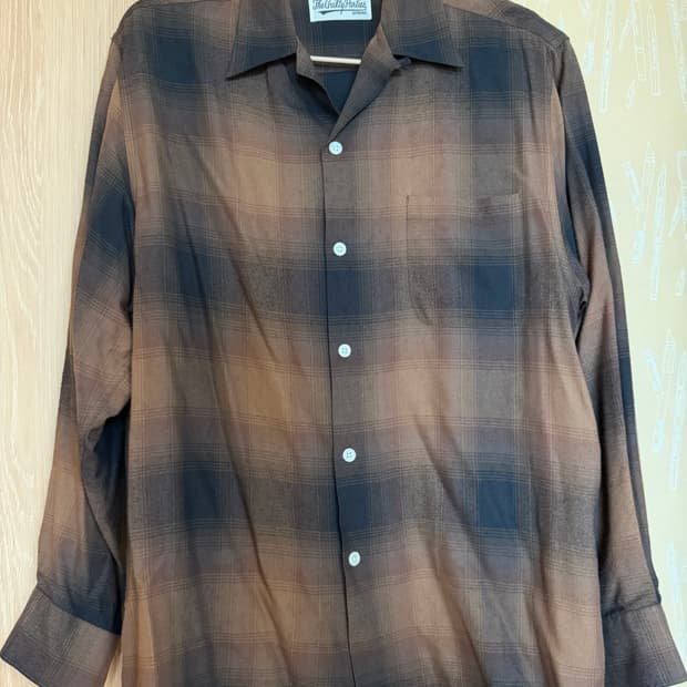 Wacko Maria brown 체크 옴브레 셔츠
