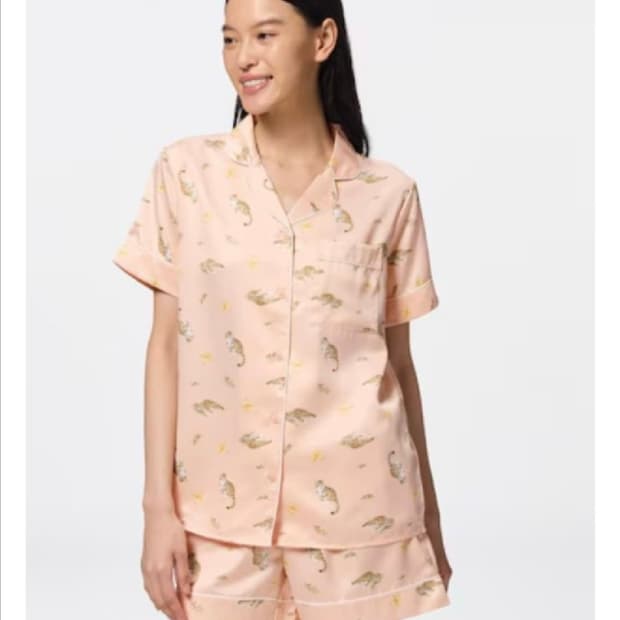 [새상품] GU 고양이 새틴 잠옷