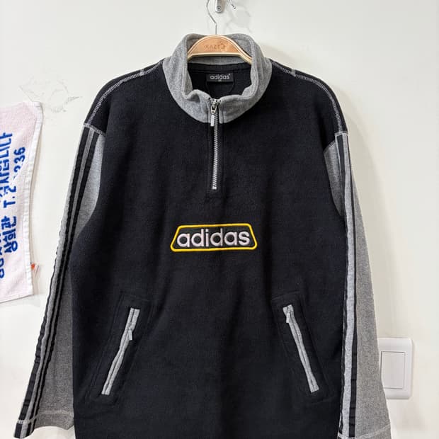403. 아디다스 올드스쿨 빈티지 후리스 반집업