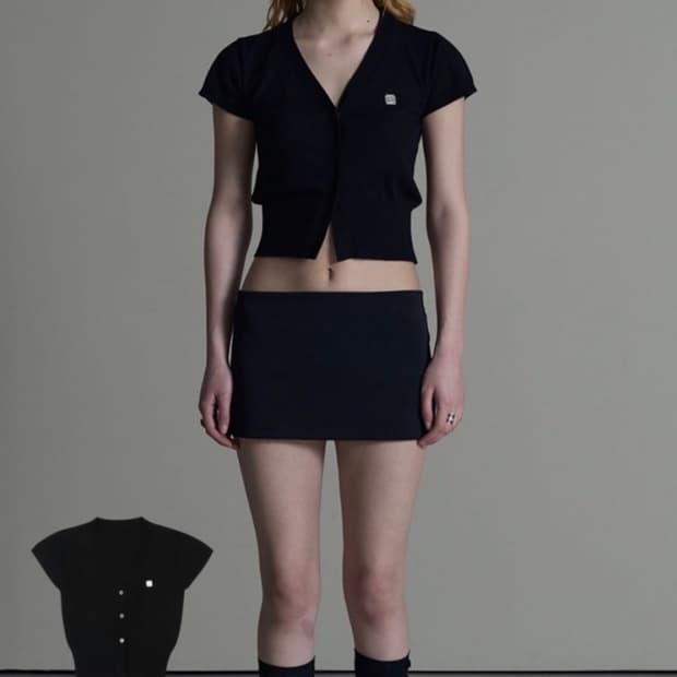 보헤미안서울 Y SYMBOL HALF CARDIGAN, BLACK