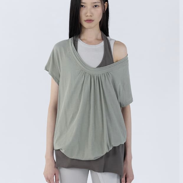 CERRIC Round Drawstring Hem Top