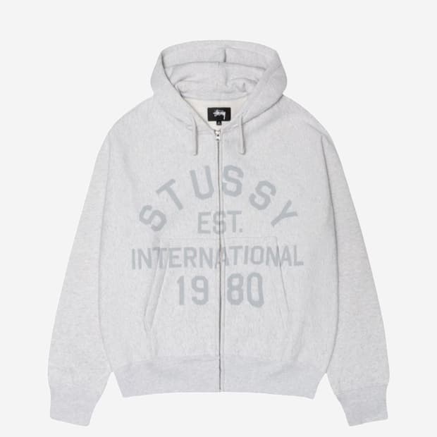 L) 스투시 이스테블리시드 후드 집업 애쉬헤더