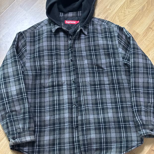 슈프림 타탄 플란넬 후드 셔츠 블랙 - 23FW