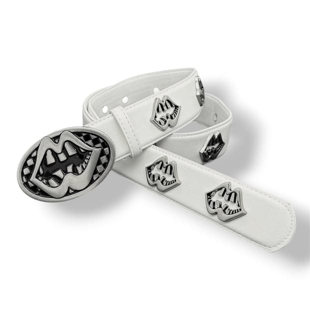 B.access lips leather white belt