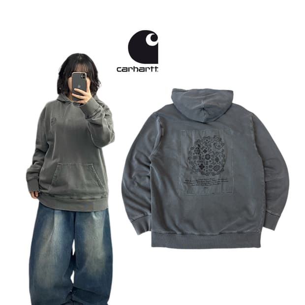 칼하트 WIP 스톤워싱 가먼트다잉 에스닉 후드티