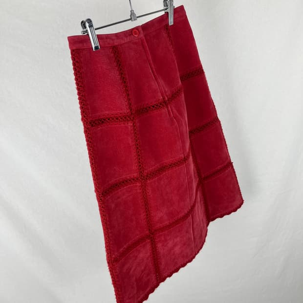 Vintage 레드컬러 스웨이드 스커트 