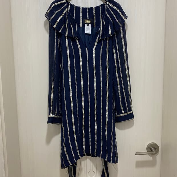 아페쎄(A.P.C) 네이비 골드 쉬폰 원피스 S