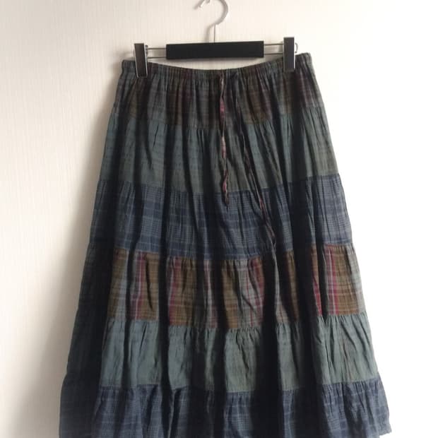 모리 패치워크 레이어 롱스커트