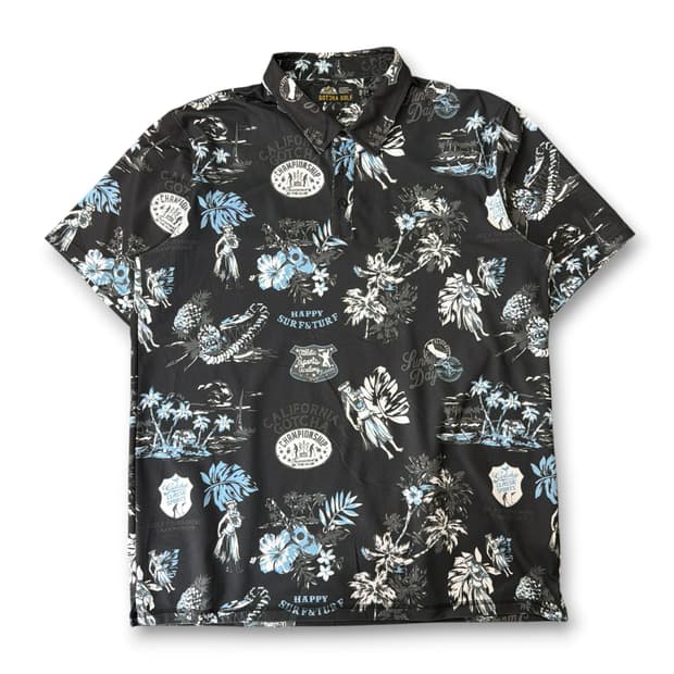  JPN 가챠골프 하와이안 패턴 폴리 골프 셔츠 3XL